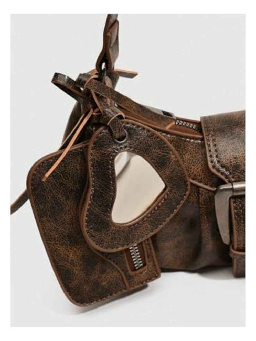 Y2K Hobo Shoulder Bag PU Leather with Coin Purse Buckle Western Vintage Handbag - Picture 3 of 5